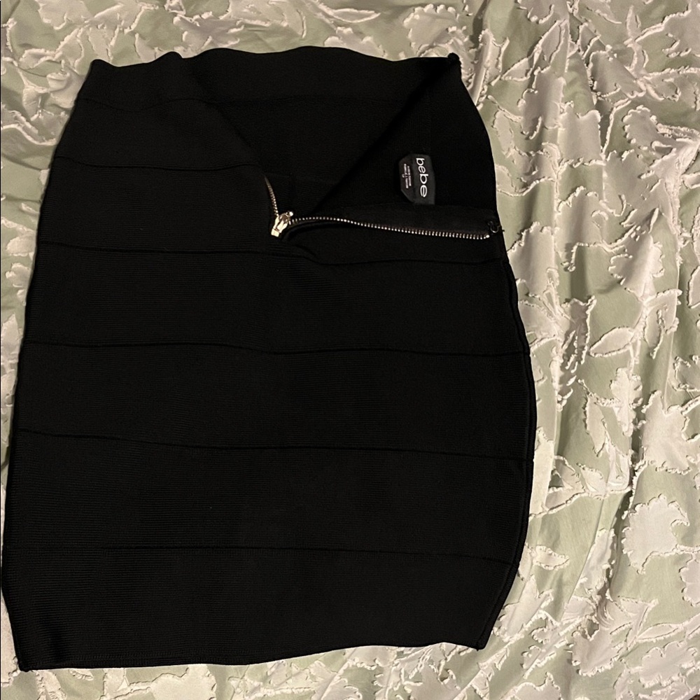 bebe Black Bandage Skirt with Zipper Detail